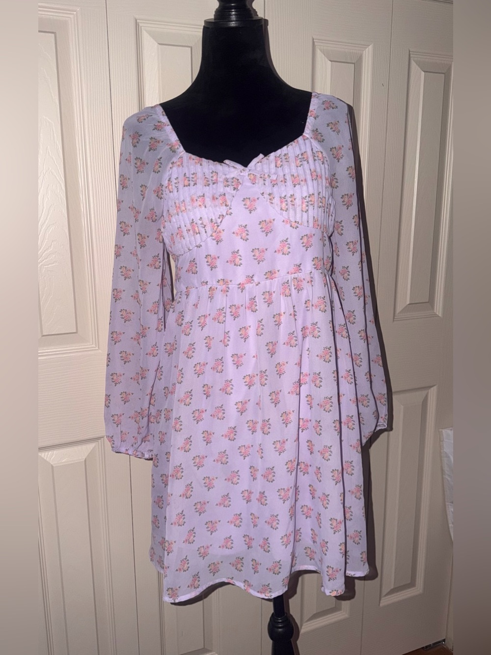 Lilac Floral Long-Sleeve cottage core Kids Dress